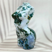 Crystal Carving Rose Quartz Moss Agate Lady Body