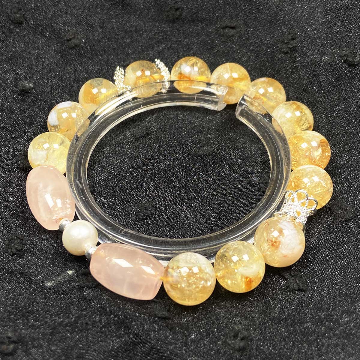 Cloud Citrine Bracelet Rose Quartz Crystal Reiki Healing Energy Gemstone Women Jewelry