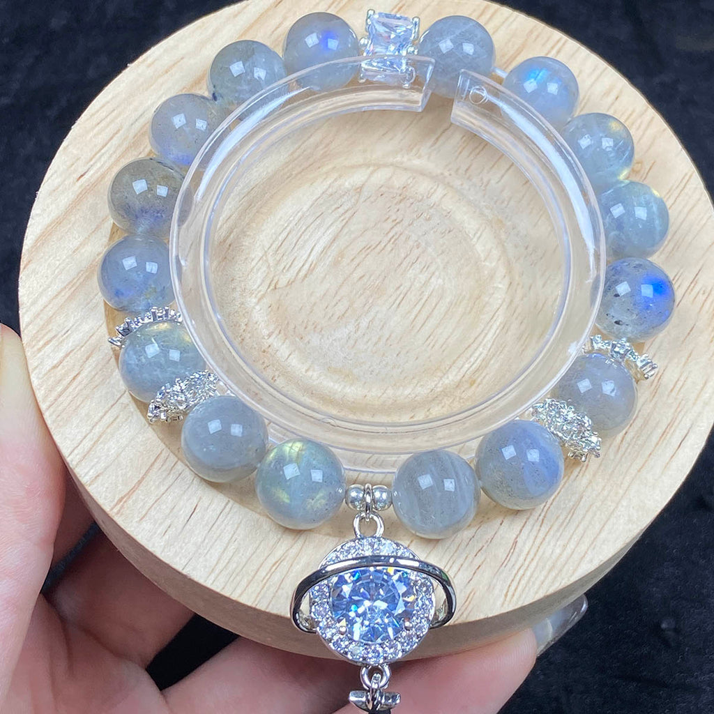 11 MM Labradorite Bracelet Flash Pendant Gemstone Beaded Energy Handmade Jewelry