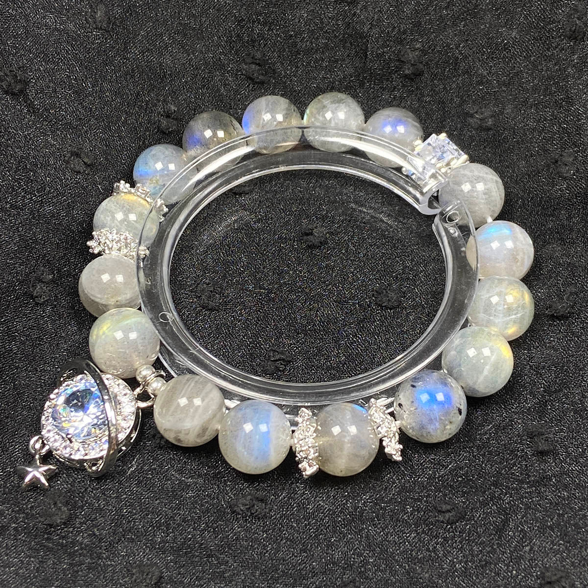 11 MM Labradorite Bracelet Flash Pendant Gemstone Beaded Energy Handmade Jewelry