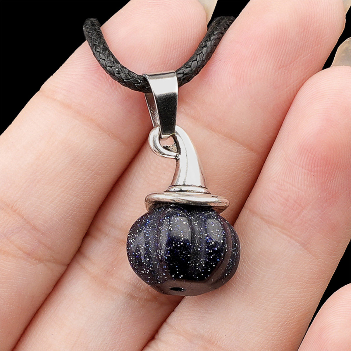 Natural Crystal, Halloween Witch Hat, Pumpkin Pendant