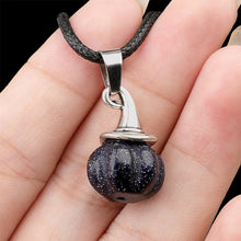 Load image into Gallery viewer, Natural Crystal, Halloween Witch Hat, Pumpkin Pendant