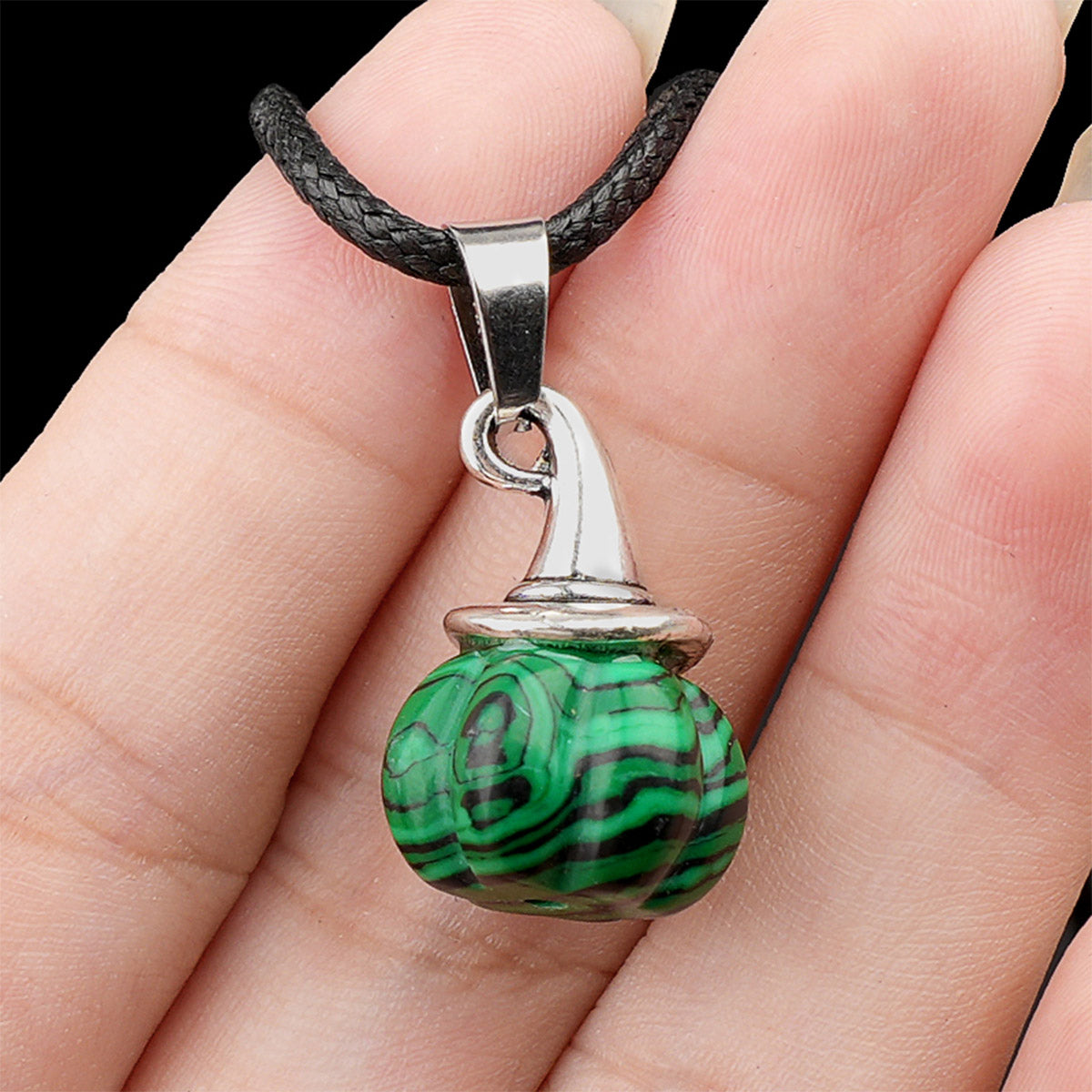 Natural Crystal, Halloween Witch Hat, Pumpkin Pendant