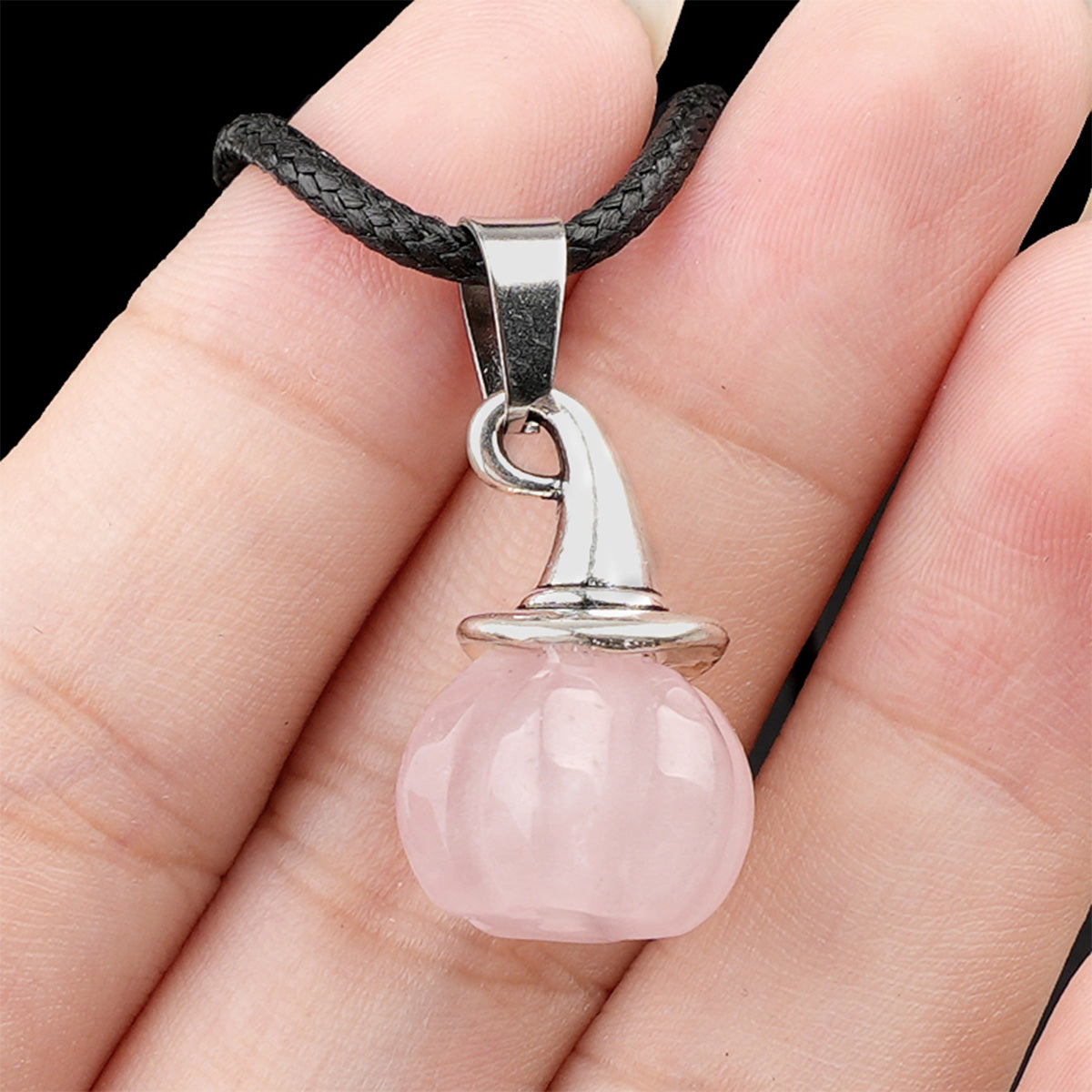 Natural Crystal, Halloween Witch Hat, Pumpkin Pendant