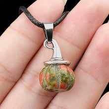 Load image into Gallery viewer, Natural Crystal, Halloween Witch Hat, Pumpkin Pendant