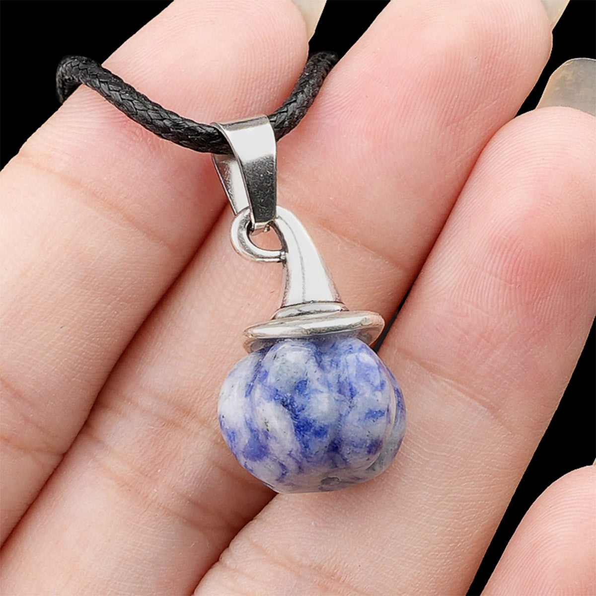 Natural Crystal, Halloween Witch Hat, Pumpkin Pendant