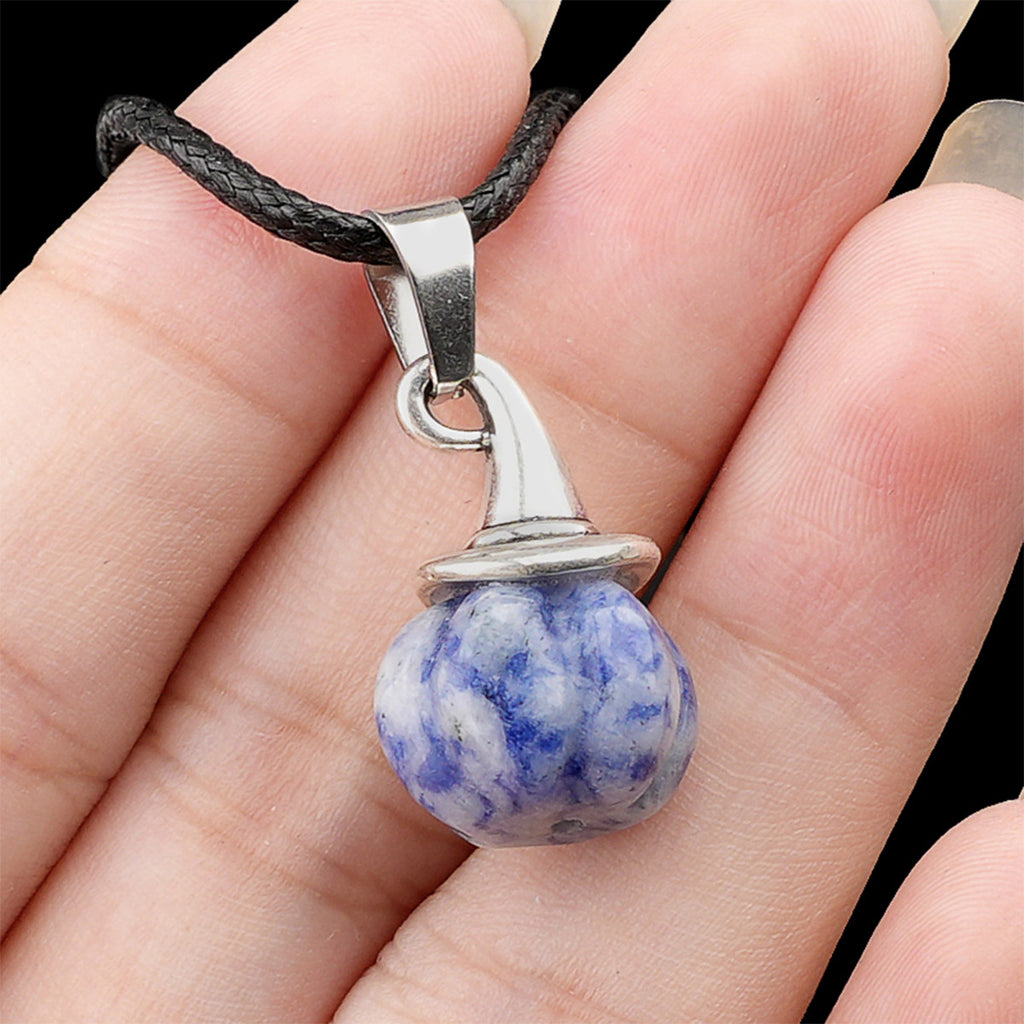 Natural Crystal, Halloween Witch Hat, Pumpkin Pendant