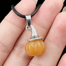 Load image into Gallery viewer, Natural Crystal, Halloween Witch Hat, Pumpkin Pendant
