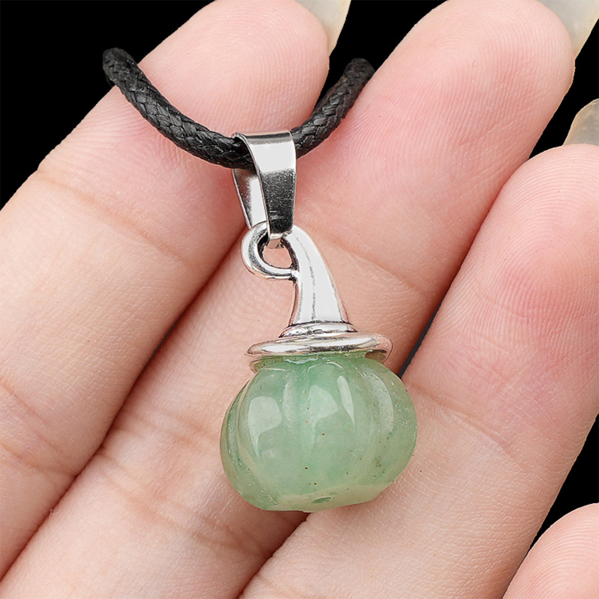 Natural Crystal, Halloween Witch Hat, Pumpkin Pendant