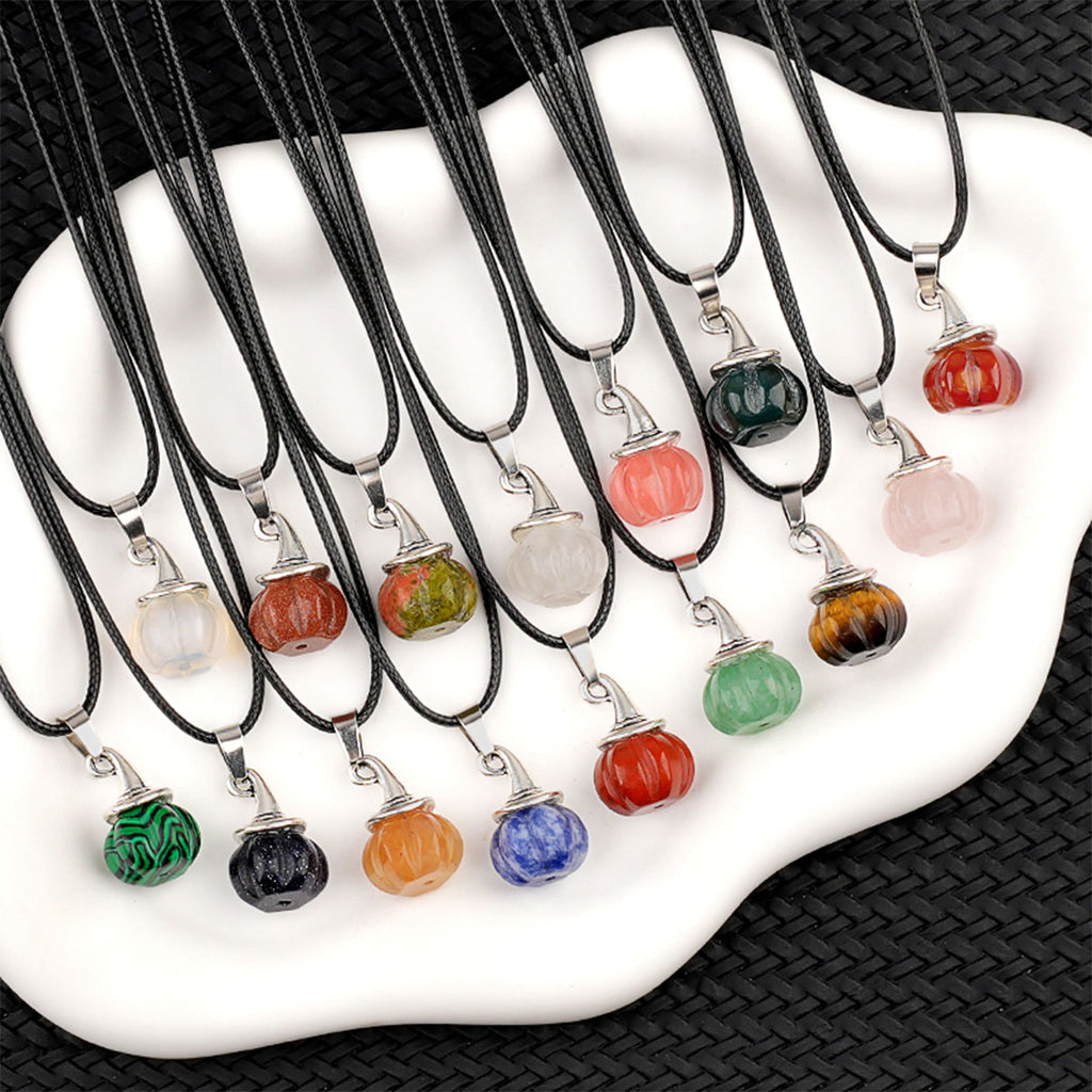 Natural Crystal, Halloween Witch Hat, Pumpkin Pendant