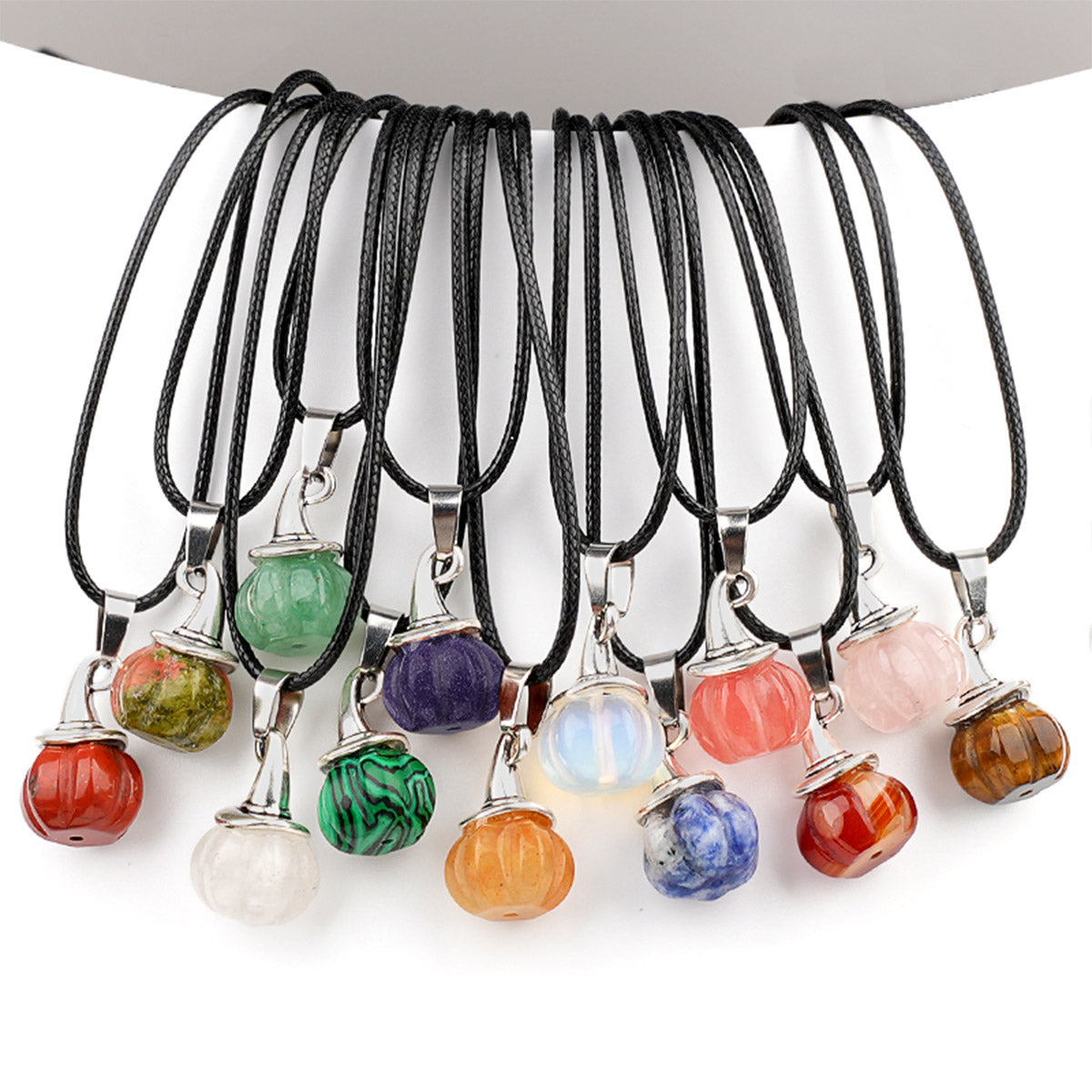 Natural Crystal, Halloween Witch Hat, Pumpkin Pendant