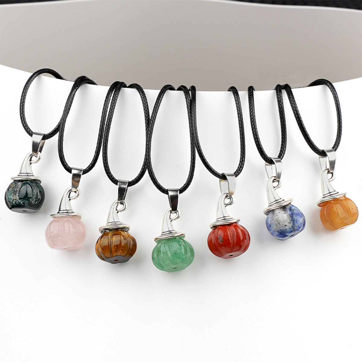 Natural Crystal, Halloween Witch Hat, Pumpkin Pendant