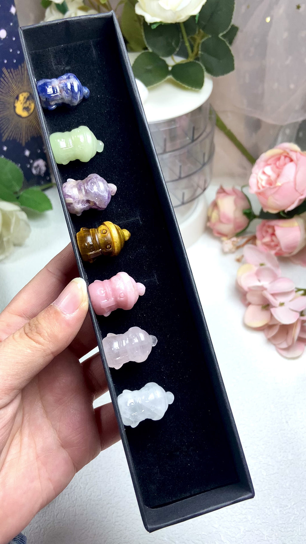 1 Set 7 Count Crystal Carving Gem Box Christmas Snowman