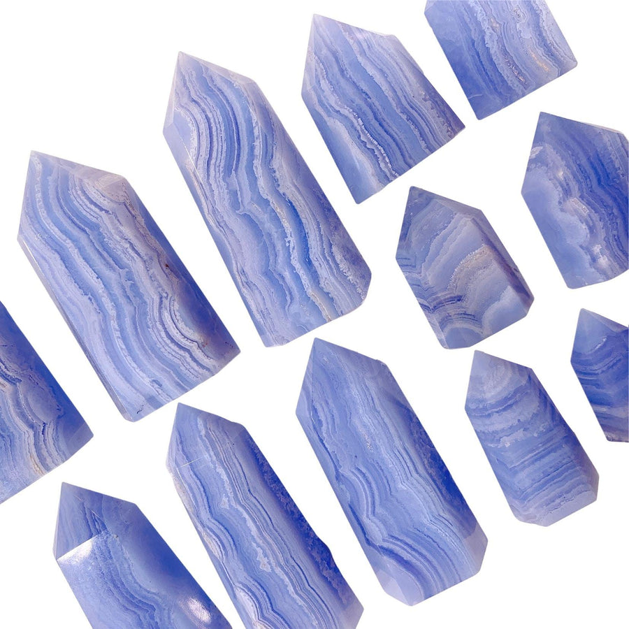 Mix Size Natural Blue Lace Agate Tower