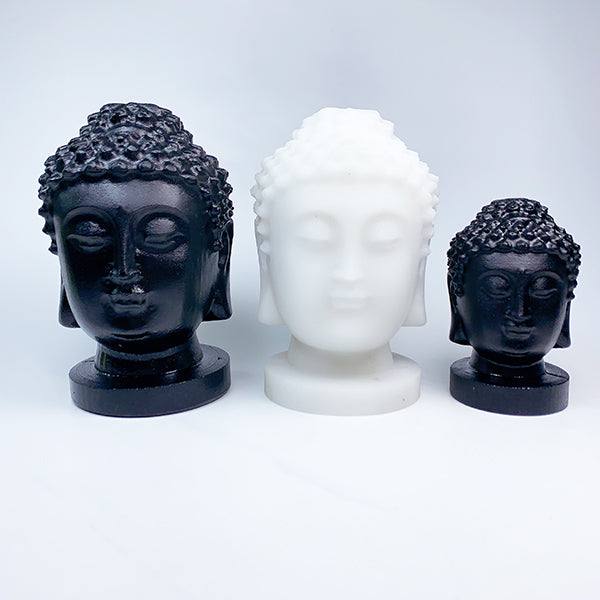 Obsidian and White Jade Buddha head