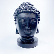 Obsidian and White Jade Buddha head