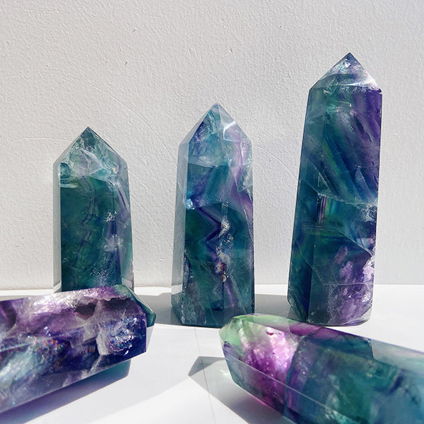 Beautiful Rainbow Fluorite Tower/Point