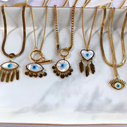 Titanium Steel Evil Eyes Pendant Shell Necklace NB0011-0015