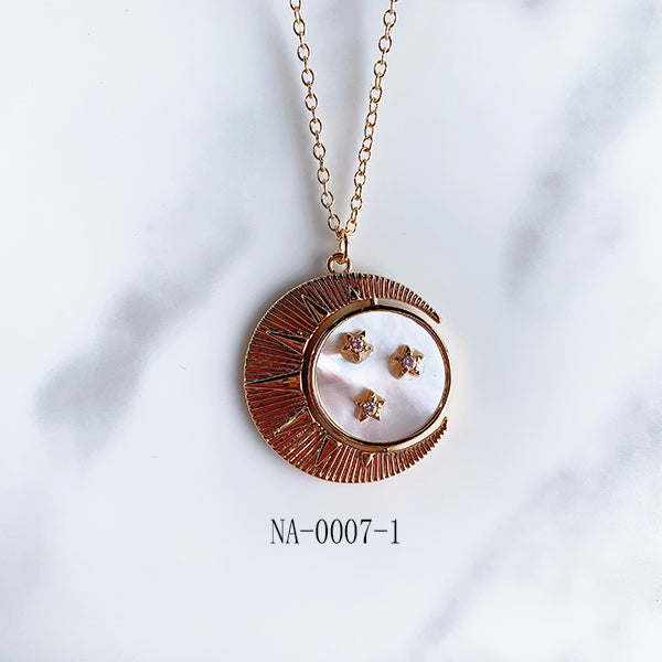 Stainless Steel Pendant  Sun  Moon Star Shell Necklace NA0007