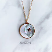 Stainless Steel Pendant  Sun  Moon Star Shell Necklace NA0007