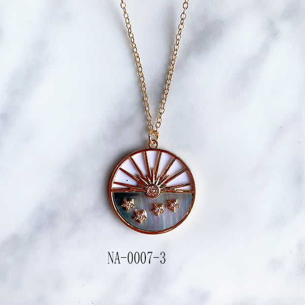 Stainless Steel Pendant  Sun  Moon Star Shell Necklace NA0007