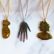 Stainless Steel  Pendant Man Ladybody Hand Necklace NA0014