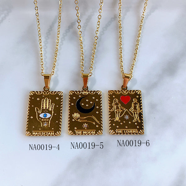 Stainless Steel  Tarot Series Pendant Necklace NA0019