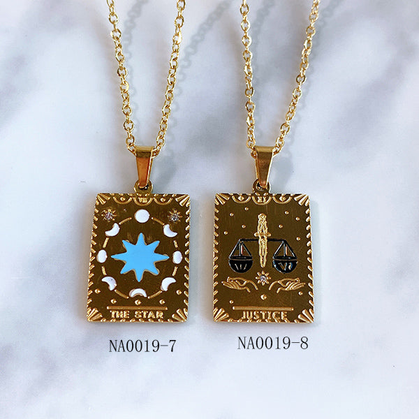 Stainless Steel  Tarot Series Pendant Necklace NA0019