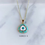 Stainless Steel  Evil Eyes Pendant Zircon Necklace NA0023