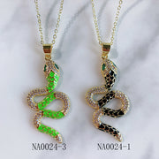 Stainless Steel Snake Pendant Diamond Necklace NA0024