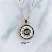Stainless Steel Evil Eyes Pendant Enamel Necklace NA0025