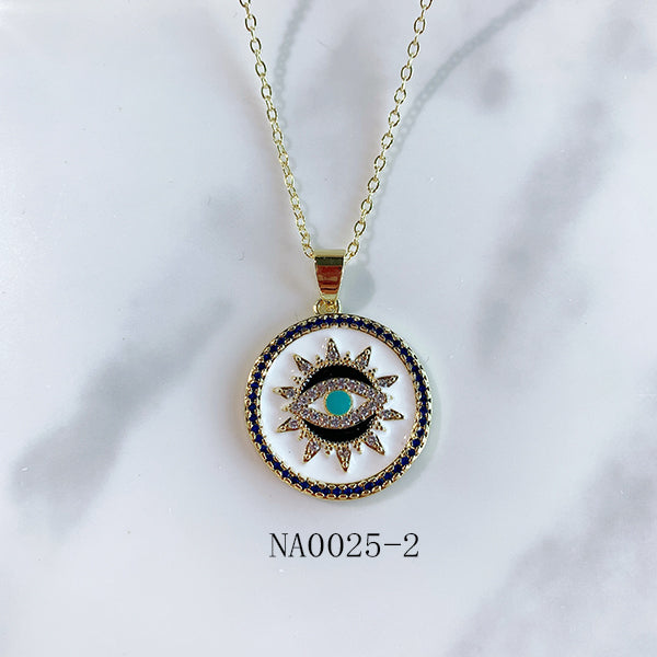 Stainless Steel Evil Eyes Pendant Enamel Necklace NA0025