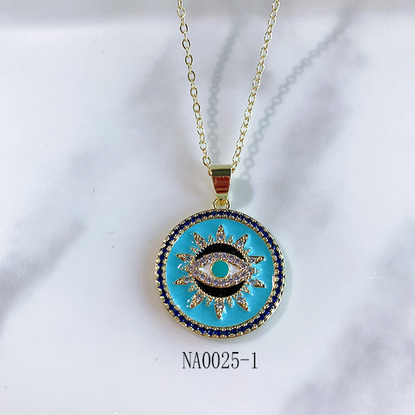 Stainless Steel Evil Eyes Pendant Enamel Necklace NA0025