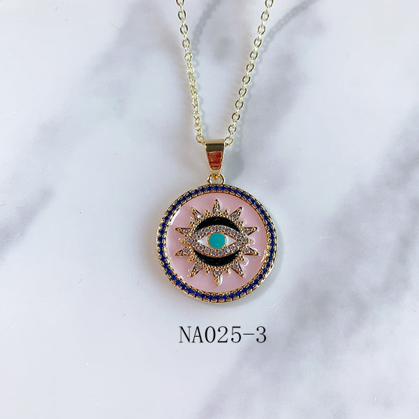 Stainless Steel Evil Eyes Pendant Enamel Necklace NA0025
