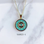 Stainless Steel Evil Eyes Pendant Enamel Necklace NA0025