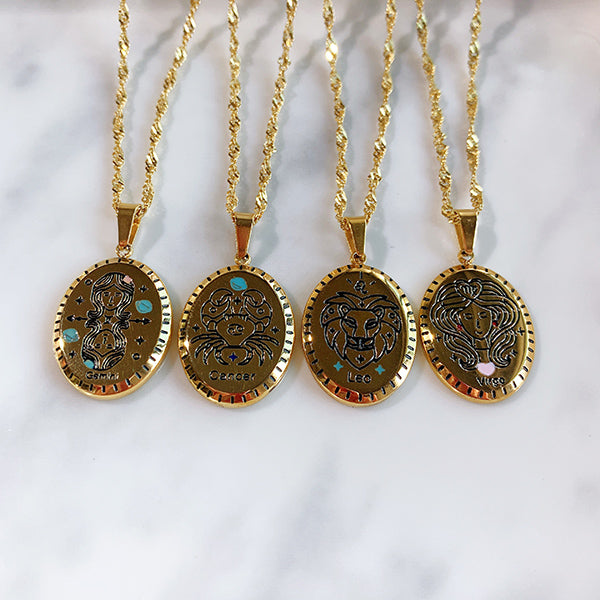 Stainless Steel 12 Constellations  Pendant Necklace NA0026