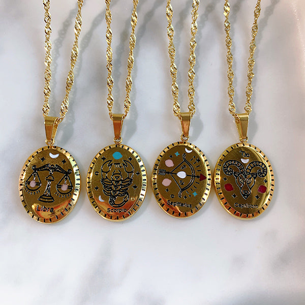 Stainless Steel 12 Constellations  Pendant Necklace NA0026
