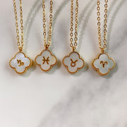 Stainless Steel 12 Constellation Pendant Shell Necklace NA0028