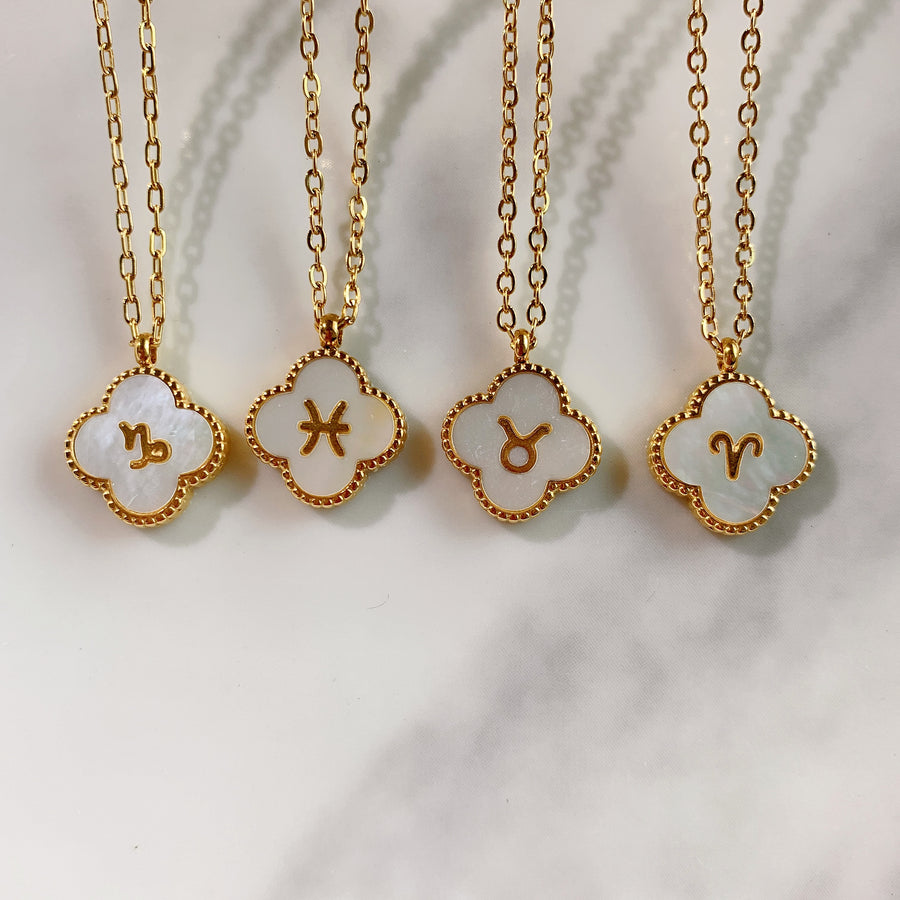 Stainless Steel 12 Constellation Pendant Shell Necklace NA0028
