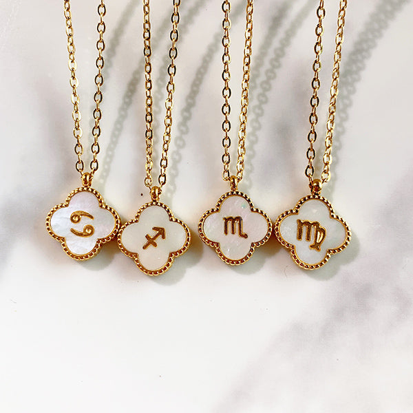 Stainless Steel 12 Constellation Pendant Shell Necklace NA0028