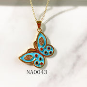 Stainless Steel Butterfly Pendant Enamel Necklace NA0043