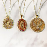 Stainless Steel Virgin Mary  Pendant Zircon Necklace NA0044-46