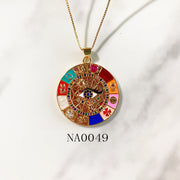 Stainless Steel Evil Eyes Pendant Enamel Necklace NA0047-49