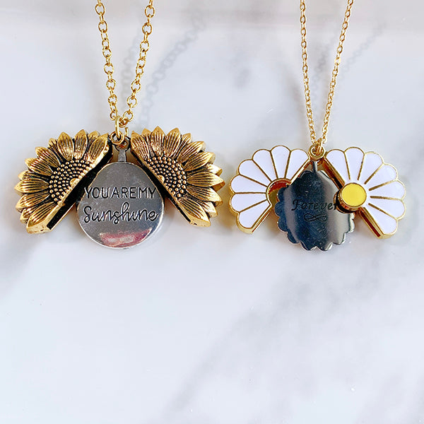 Stainless Steel Daisy  Pendant Can Open Necklace NB0002