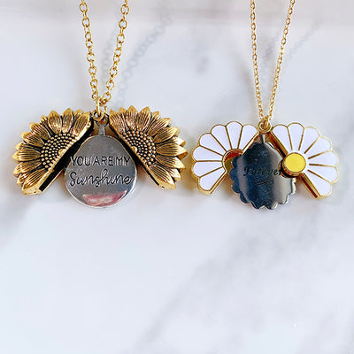 Stainless Steel Daisy  Pendant Can Open Necklace NB0002