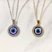 Stainless Steel Evil Eyes Pendant  Zircon Necklace NC0017