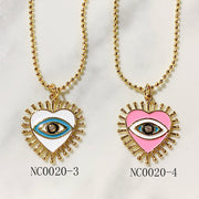 Stainless Steel Evil Eyes Pendant Enamel Necklace NC0020