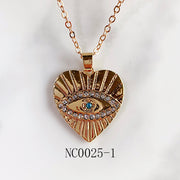 Stainless Steel Evil Eyes Pendant  Zircon Necklace NC0025