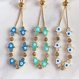 Stainless Steel Evil Eyes Zircon Adjustable Bracelet BA0003