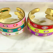 Stainless Steel Evil Eyes Enamel Bracelet BA0012-17